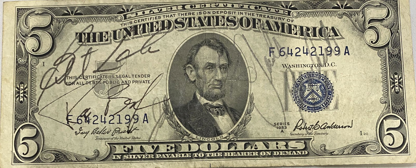 Wizard of Cast Autographed $5 Bill JUDY BURT JACK RAY (1 of 1)