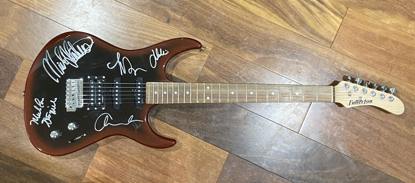 Fleetwood Mac Autographed Guitar All 5 Members (1 of 1)