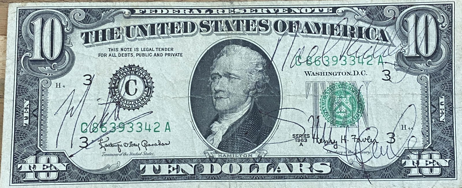 Jimi Hendrix Exp Autographed $10 Bill! All 3! (1 of 1)
