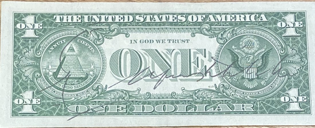 Alfred Hitchcock With Sketch $1 Bill: Displays are assembled AFTER payment is received, picture is a mock up of finished product. Displays are not framed, and can be framed for a cost. Framed items will state they are framed in the name o
