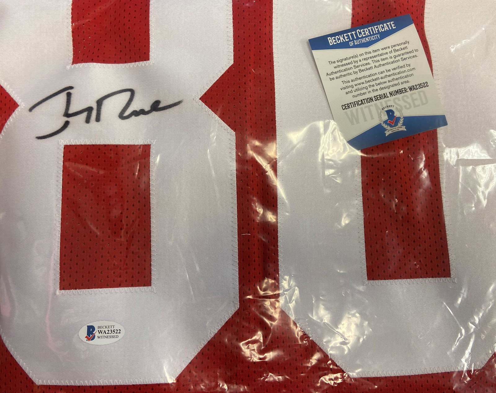 Jerry Rice Beckett Cert Autographed Jersey (1 of 1)