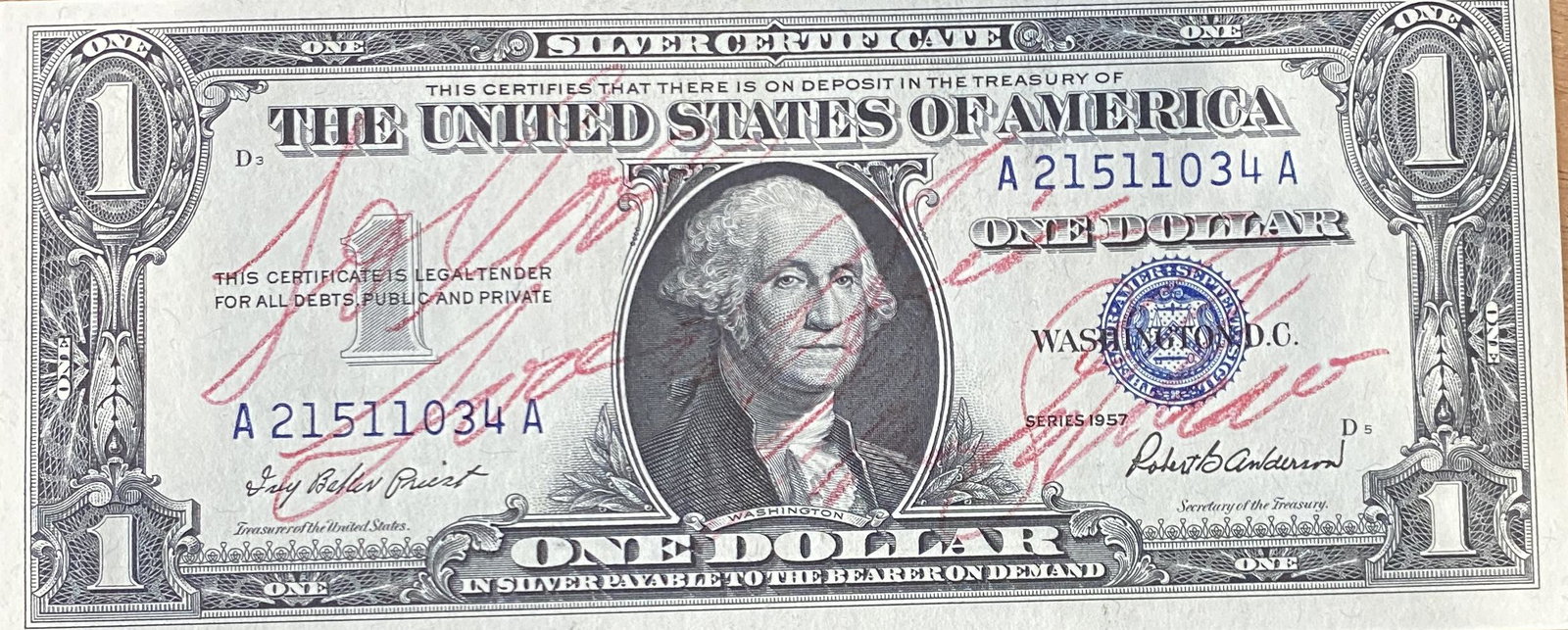 Marilyn Monroe Autographed $1 Bill (1 of 1)