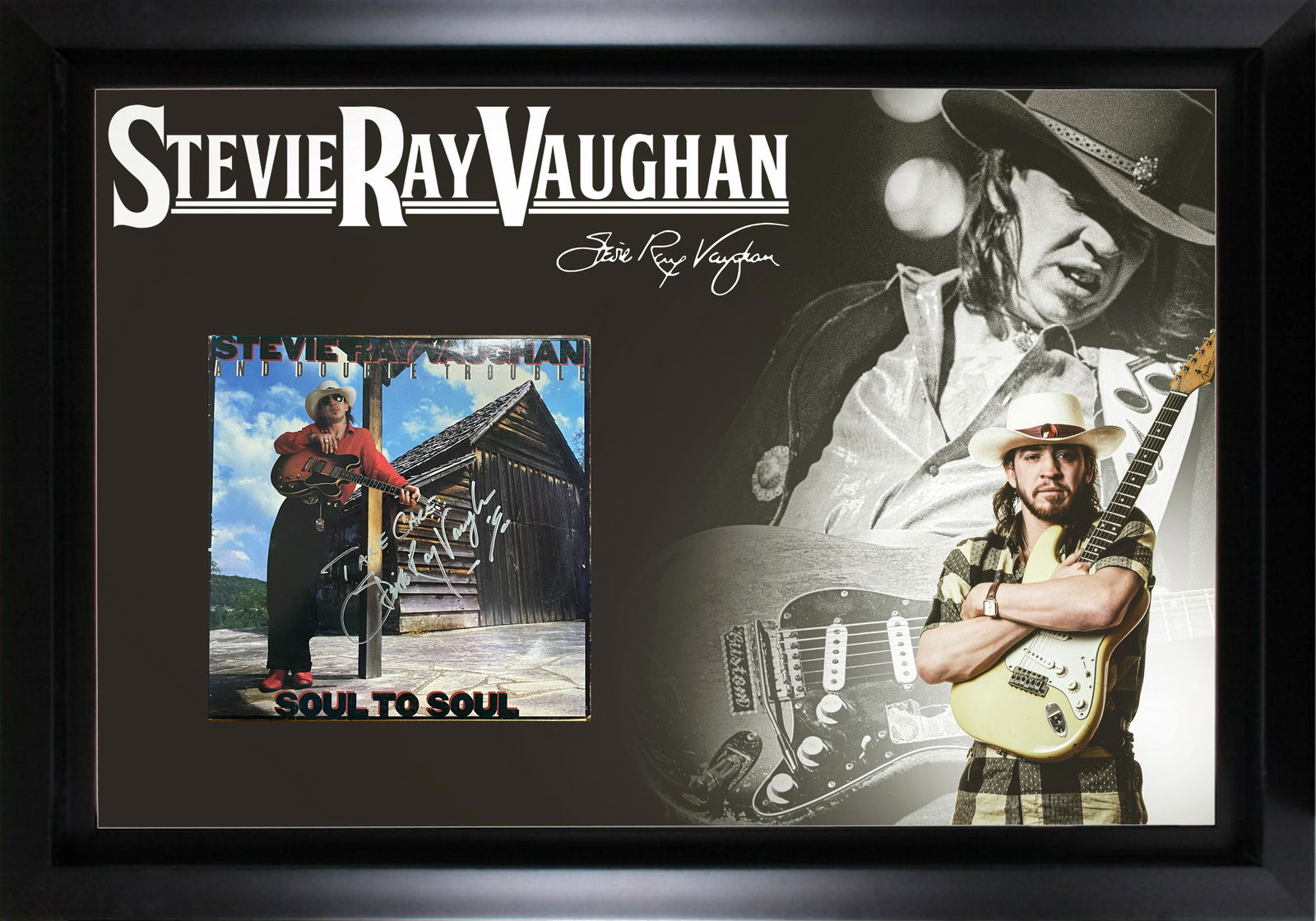 Stevie Ray Vaughan Autographed Album Display 24x36 (1 of 1)
