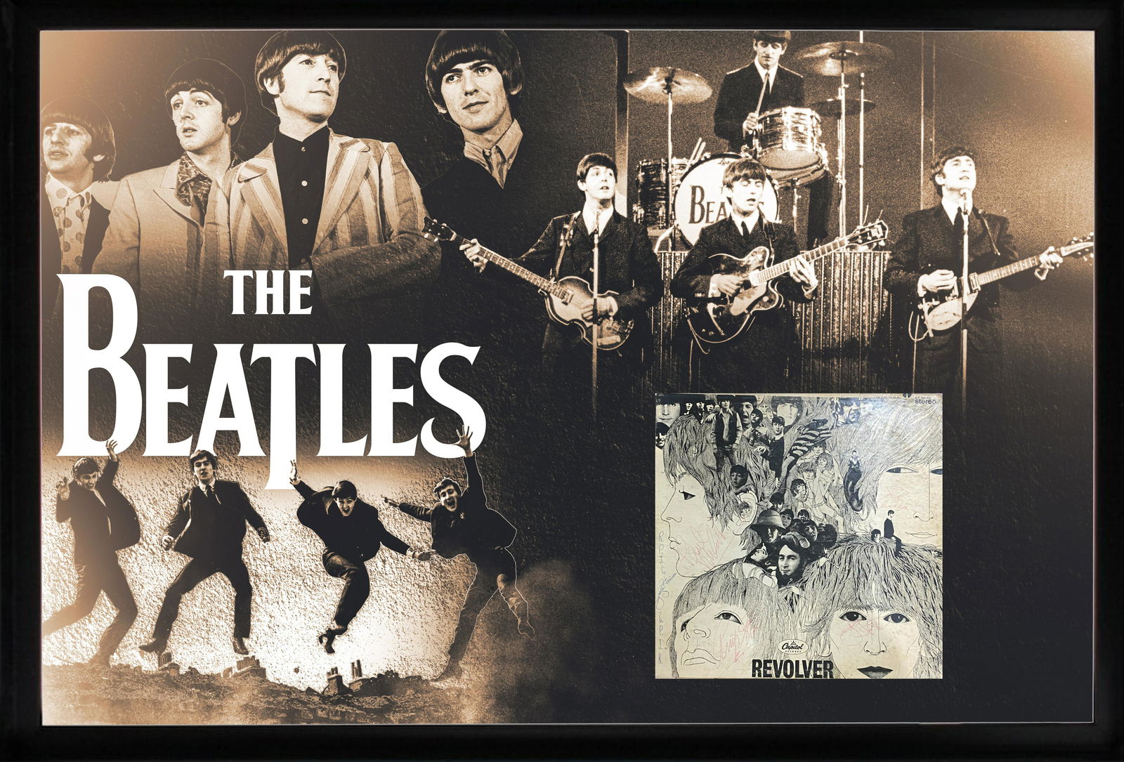 THE BEATLES AUTOGRAHED ALBUM COVER ALL 4 LENNON DISPLAY (1 of 1)