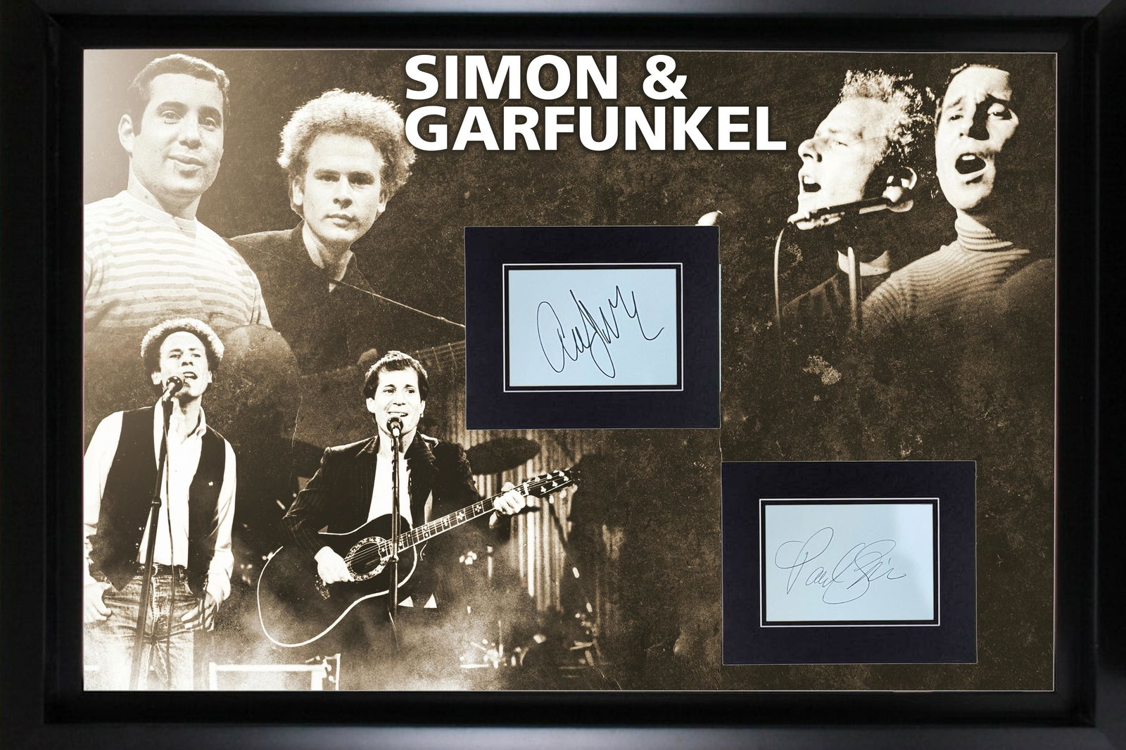 Simon and Garfunkel Autographed Cut Display 24X36 (1 of 1)