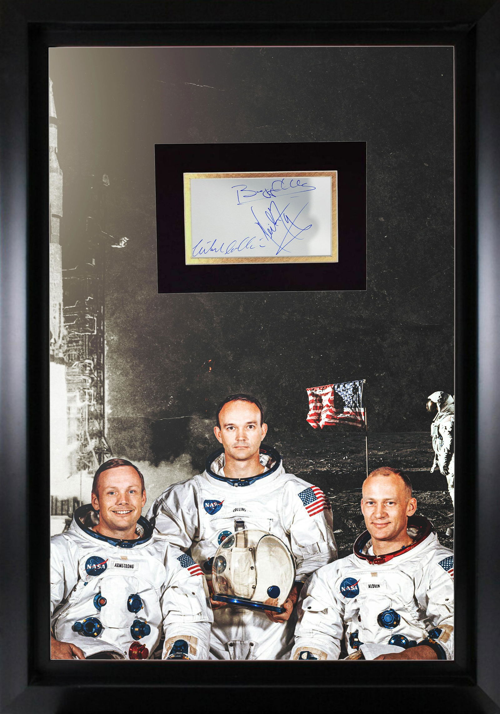 APOLLO 11 AUTOGRAPHED DISPLAY ARMSTRONG COLLINS BUZZ (1 of 1)