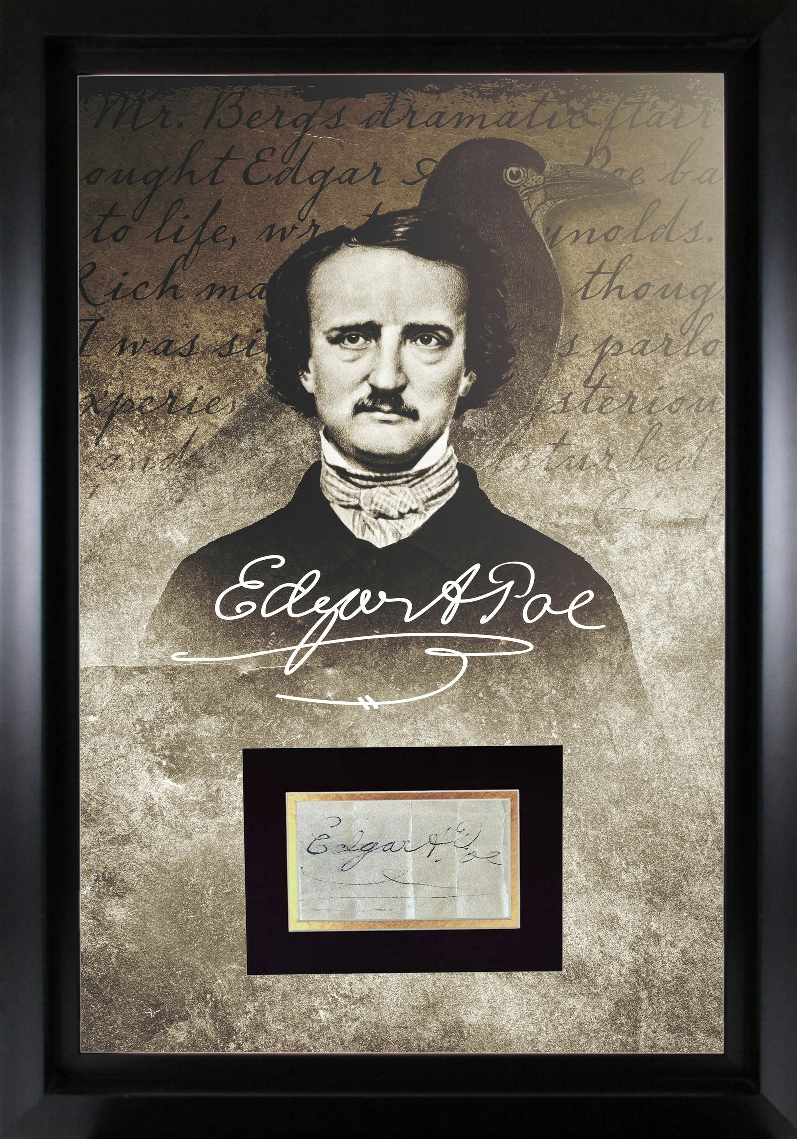 Edgar Allen Poe Autographed Display (1 of 1)