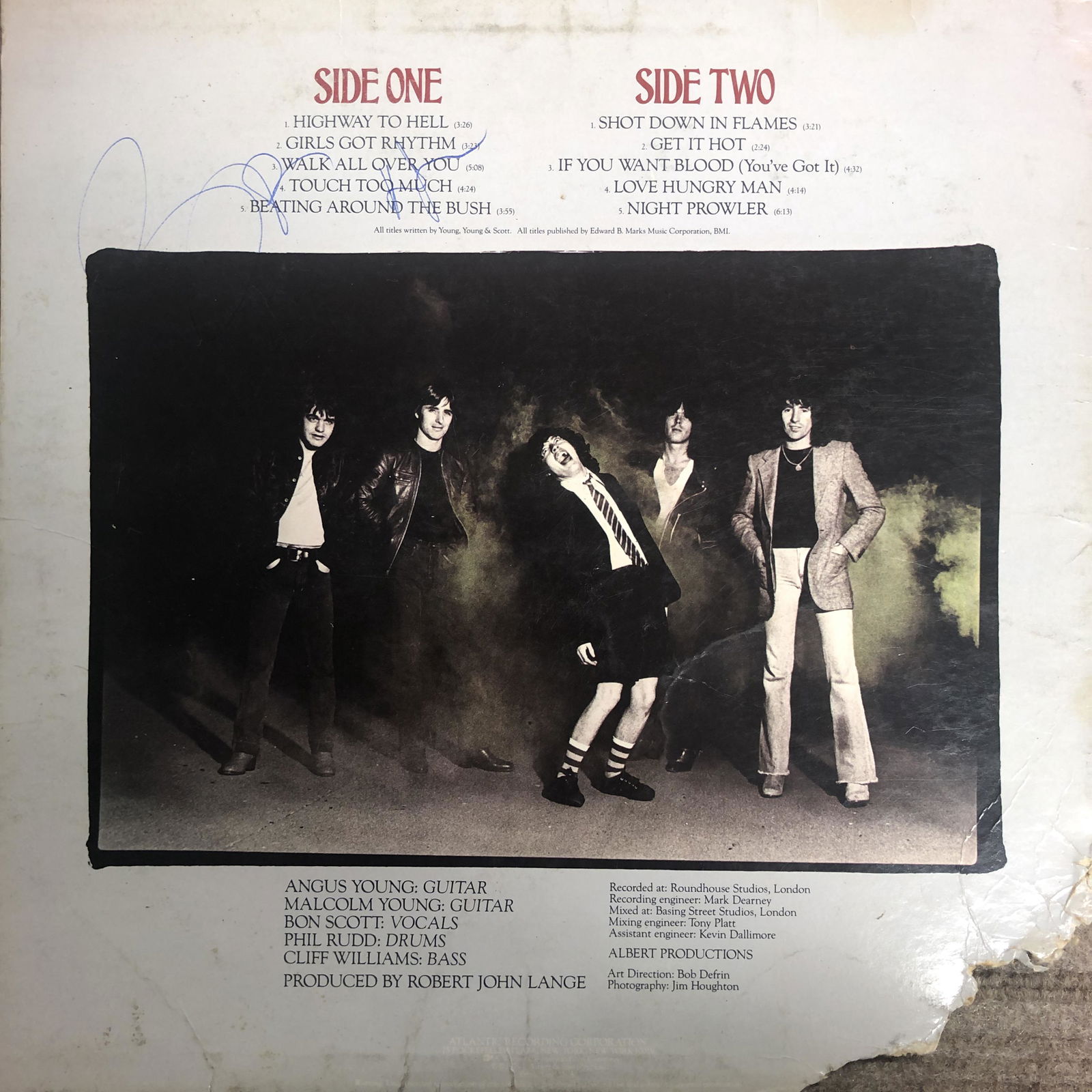 Bon Scott (Damaged Corner!!) Autographed Album Cover (1 of 1)