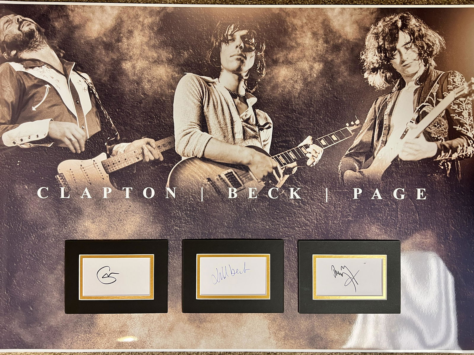 Page, Beck, Clapton Autographed Display (1 of 1)