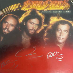 BeeGees Autographed Album Cover, signed by all: Displays are assembled AFTER payment is received, picture is a mock up of finished product. Displays are not framed, and can be framed for a cost. Framed items will state they are framed in the name