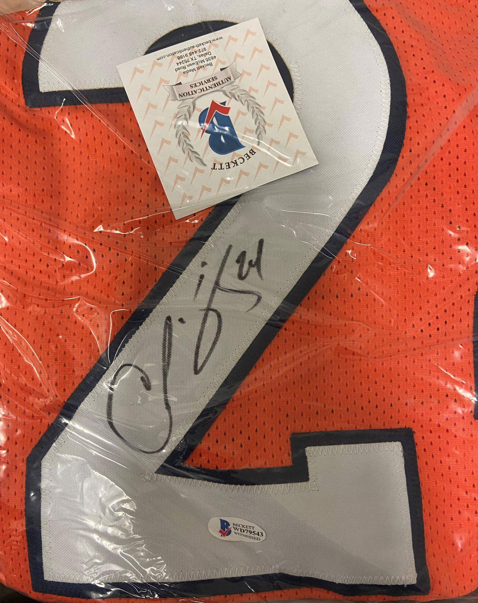 Champ Bailey Beckett Witnessed Autographed Jersey (1 of 1)