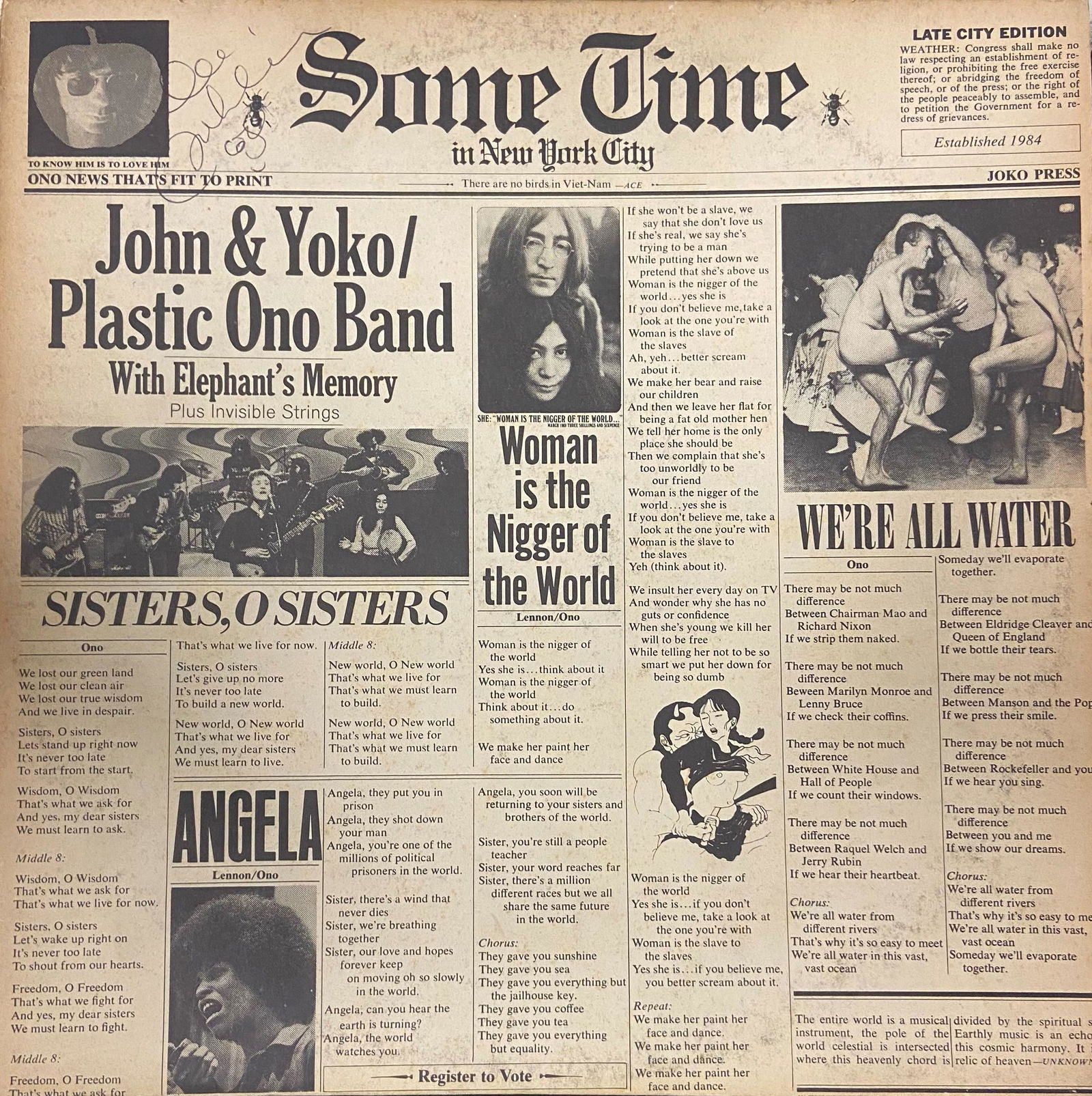 John Lennon Autographed Album Cover: Displays are assembled AFTER payment is received, picture is a mock up of finished product. Displays are not framed, and can be framed for a cost. Framed items will state they are framed in the name o