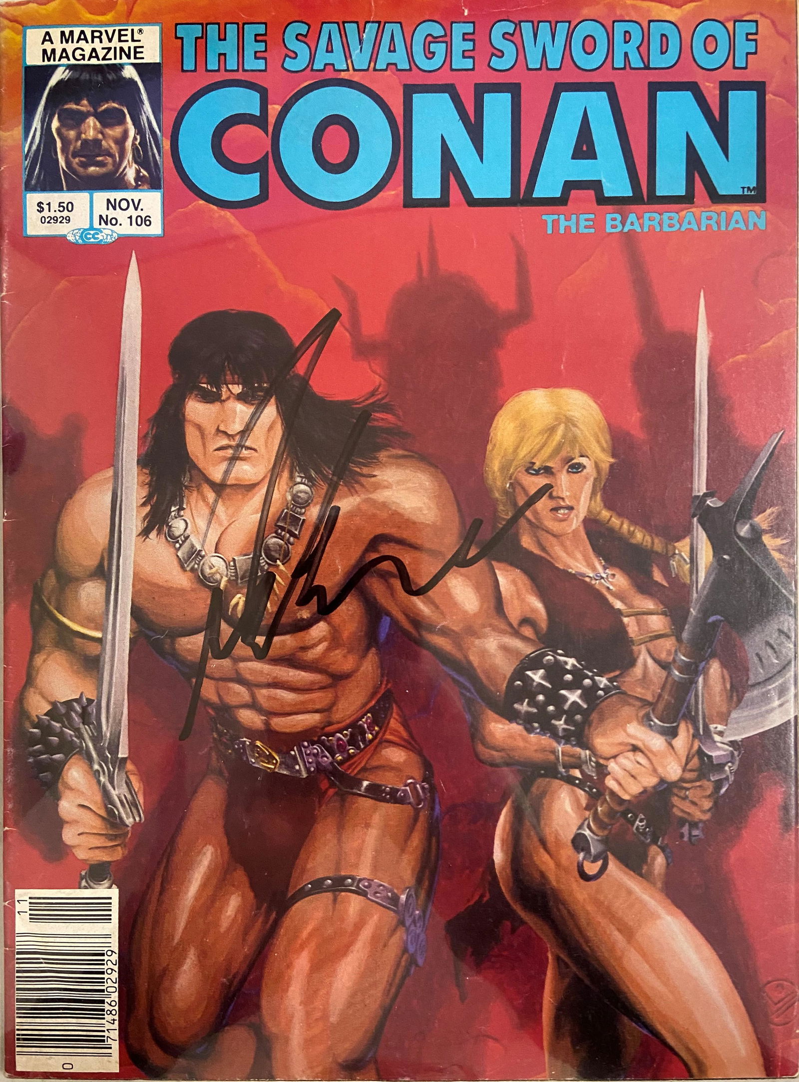 Arnold Schwarzenegger Autographed Conan Magazine (1 of 1)