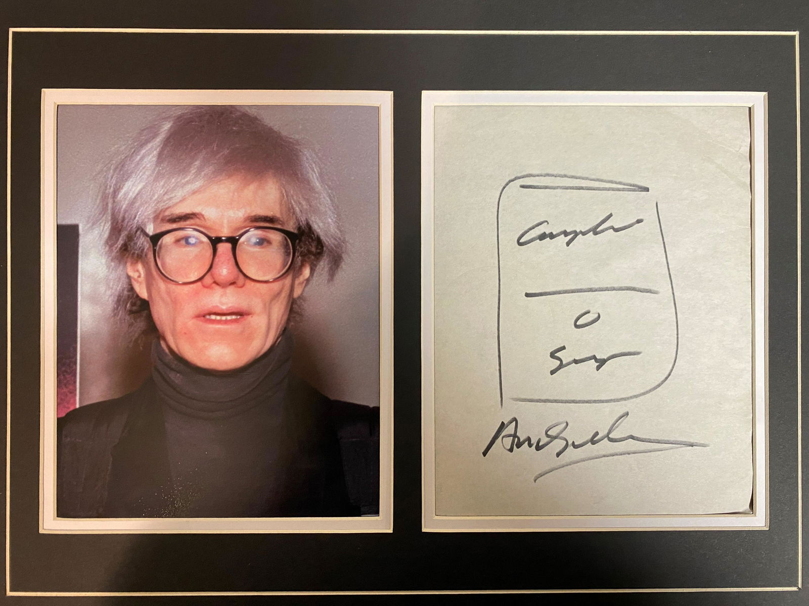 Andy Warhol Autographed Sketch Display (1 of 1)