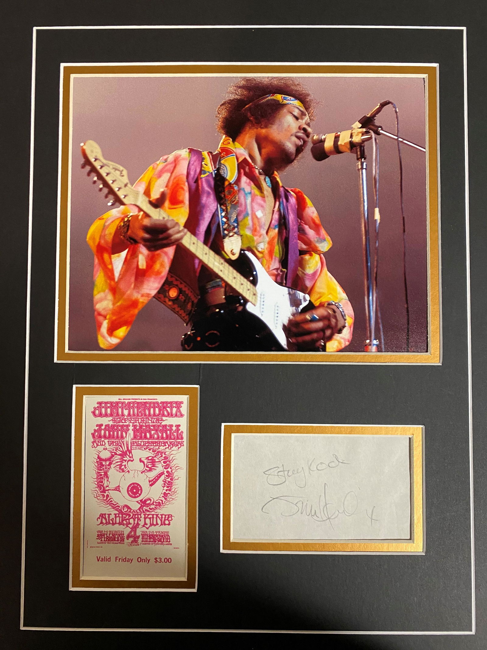 Jimi Hendrix Autograph Display with Original Event ticket (1 of 1)