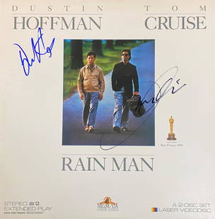 Dustin Hoffman, Tom Cruise Autographed Laser Disc: Rain Man Autographed Laser Disc, Displays are assembled AFTER payment is received, picture is a mock up of finished product. Displays are not framed, and can be framed for a cost. Framed items will