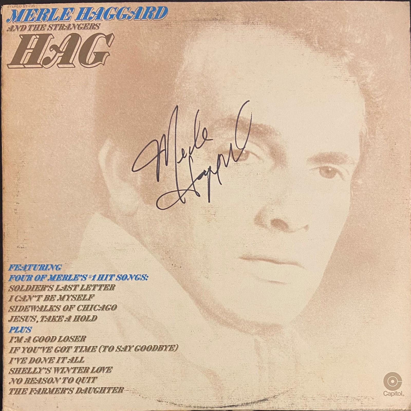 Merle Haggard Autographed Album Cover (1 of 1)