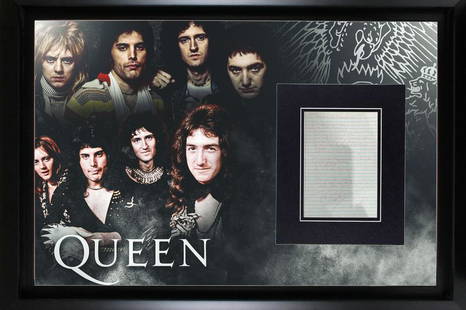 Freddie Mercury signed handwritten "We are the Champions" Lyrics Display: Displays are assembled AFTER payment is received, picture is a mock up of finished product. Displays are not framed, and can be framed for a cost. Framed items will state they are framed in the name o