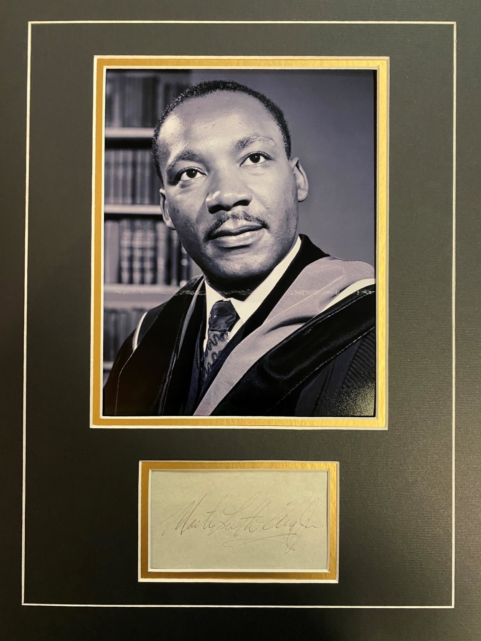 Martin Luther King Jr. Autograph Display: Displays are assembled AFTER payment is received, picture is a mock up of finished product. Displays are not framed, and can be framed for a cost. Framed items will state they are framed in the name o