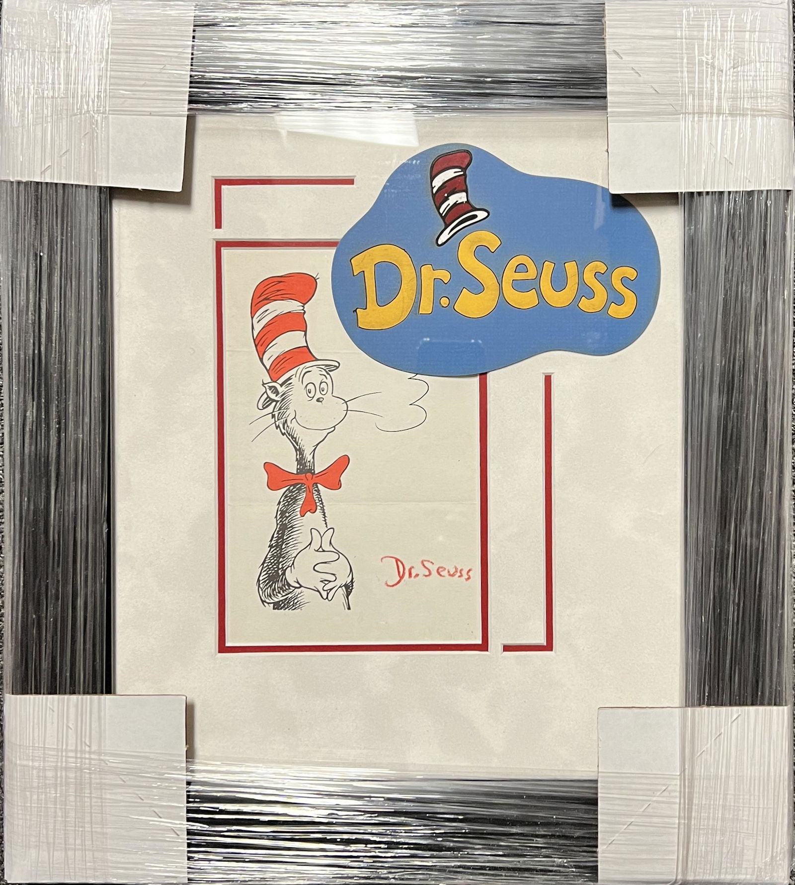 Dr.Suess Autographed Framed Sketch JSA (1 of 1)