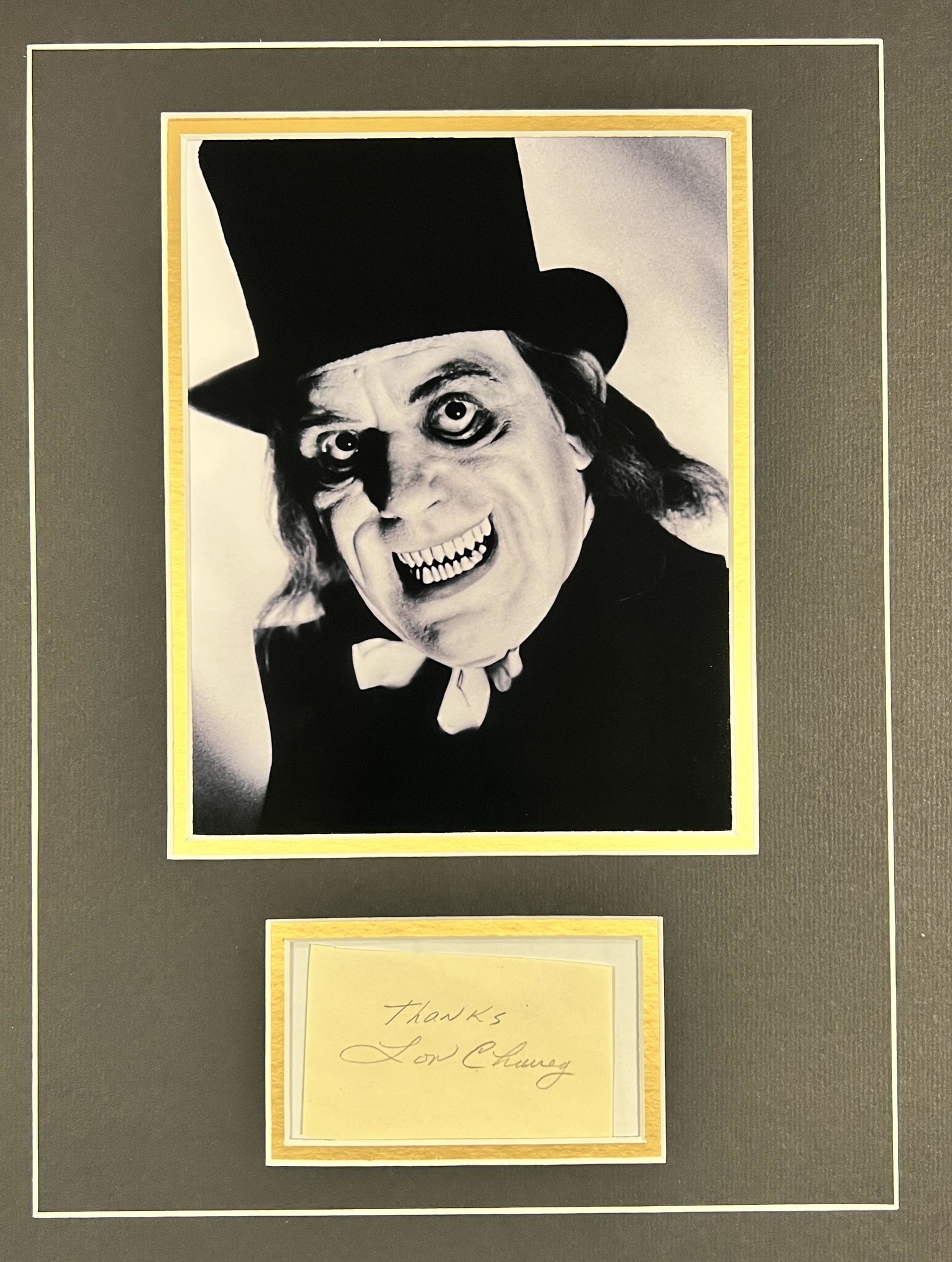 Lon Chaney Autographed Display: Displays are not framed, and can be framed for a cost. Framed items will state they are framed in the name of the item. All signed items come with a COA. Ask any and all questions BEFORE bidding. Sign