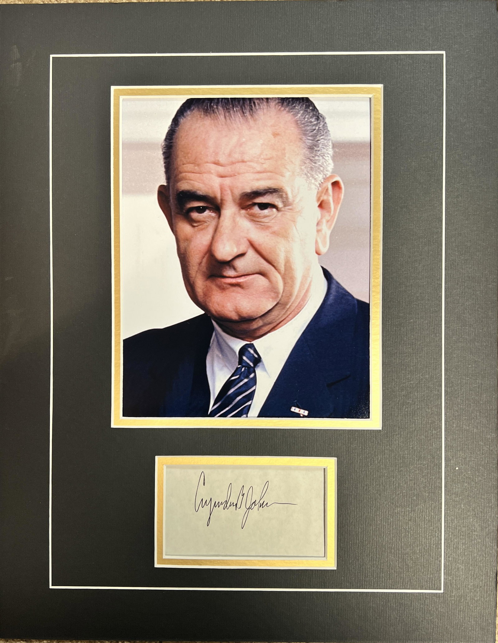 Lyndon B. Johnson Autographed Display (1 of 1)