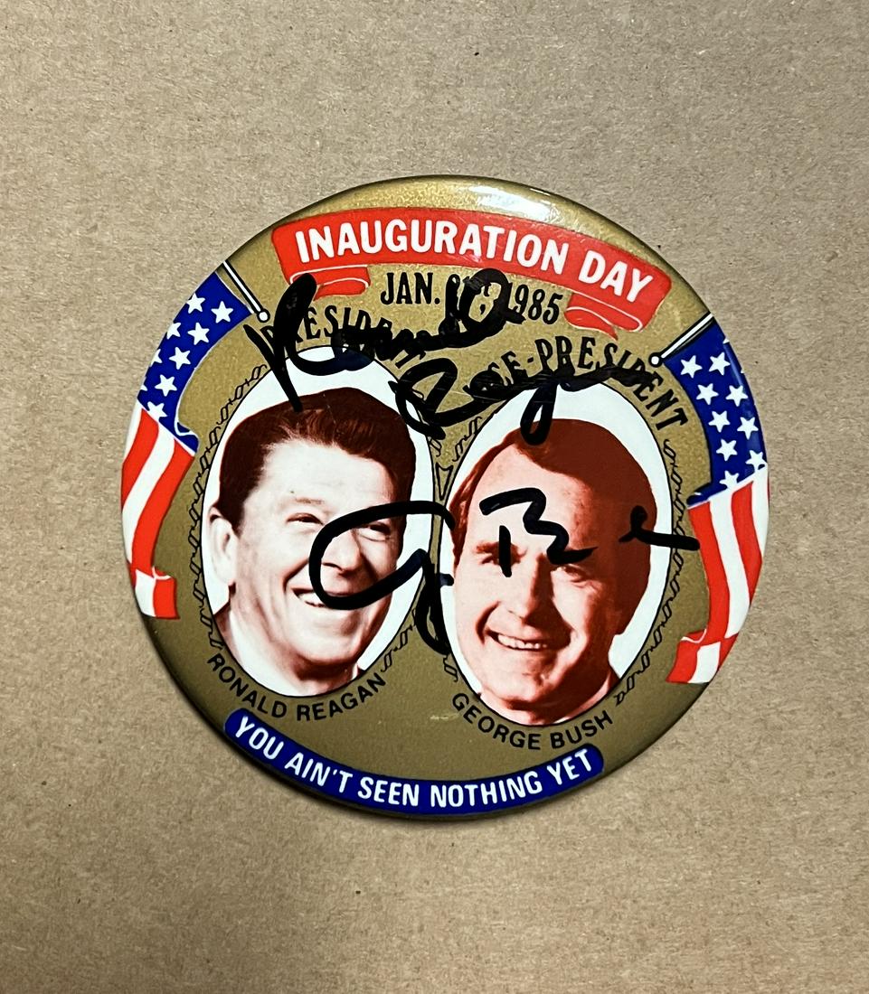 Ronald Reagan George Bush Autographed PIN (1 of 1)