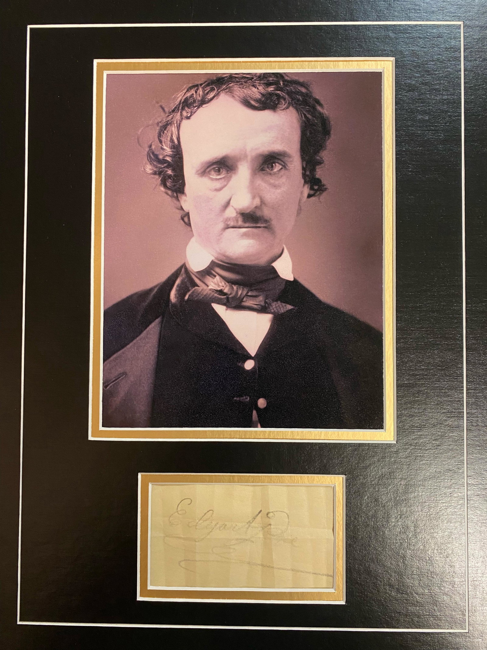Edgar Allen Poe Autographed Display (1 of 1)