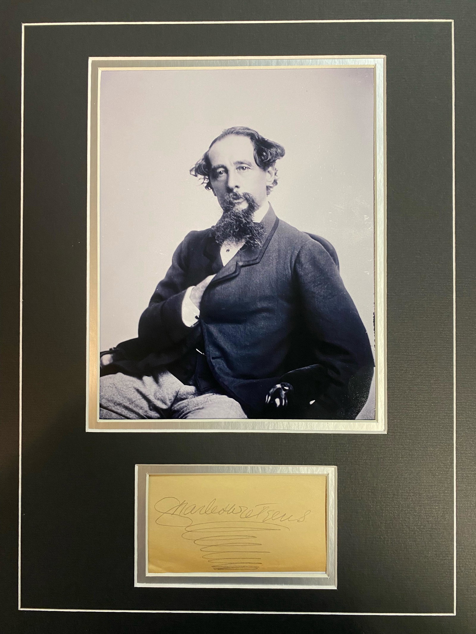 Charles Dickens Autographed Display (1 of 1)