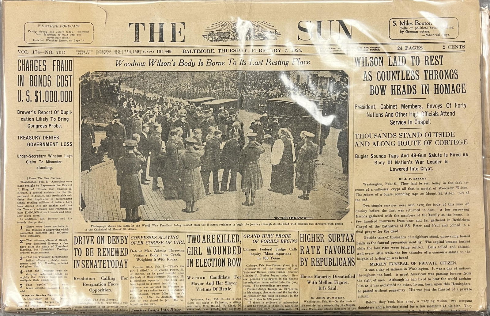 Woodrow Wilson Vintage Newspaper (1 of 1)