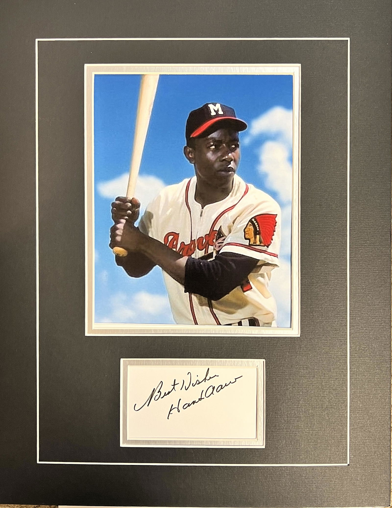 Hank Aaron Autographed Display (1 of 1)