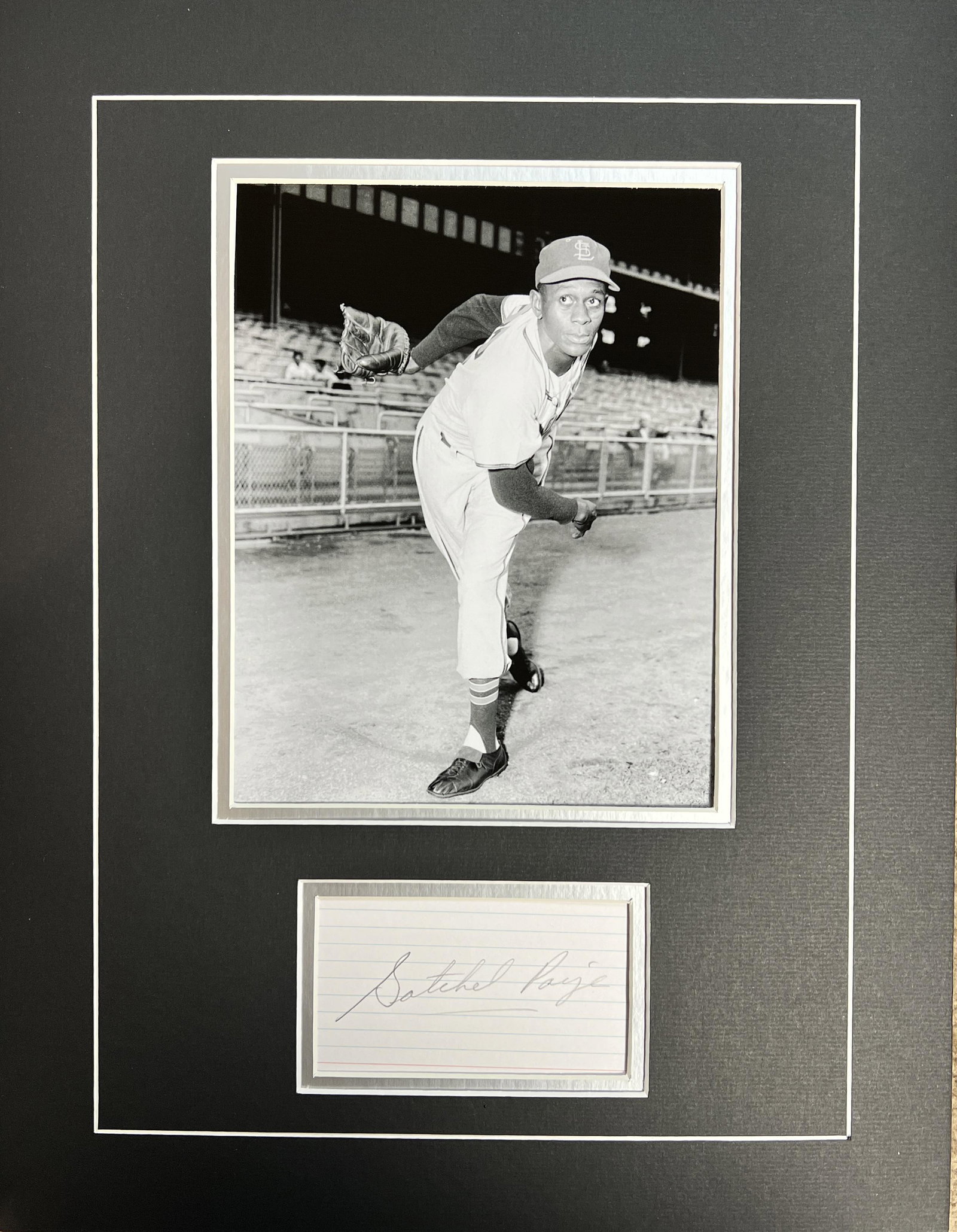 Satchel Paige Autographed Display: Displays are not framed, and can be framed for a cost. Framed items will state they are framed in the name of the item. All signed items come with a COA. Ask any and all questions BEFORE bidding. Sign
