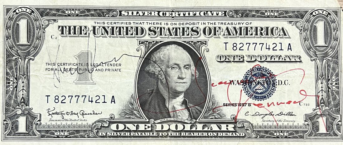 John and Jackie Kennedy Autographed $1 Bill (1 of 1)