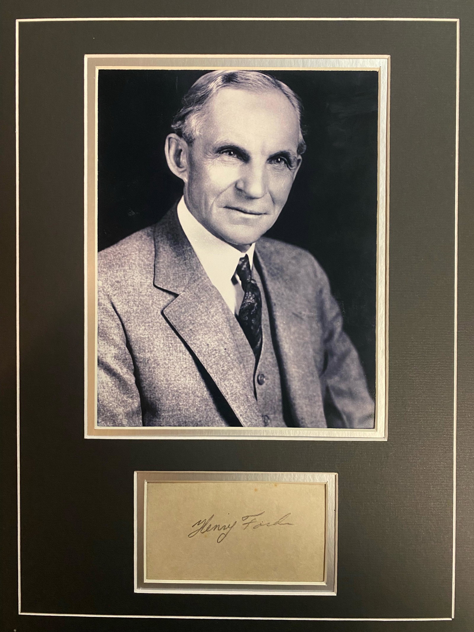 Henry Ford Autographed Display: Displays are not framed, and can be framed for a cost. Framed items will state they are framed in the name of the item. All signed items come with a COA. Ask any and all questions BEFORE bidding. Sign