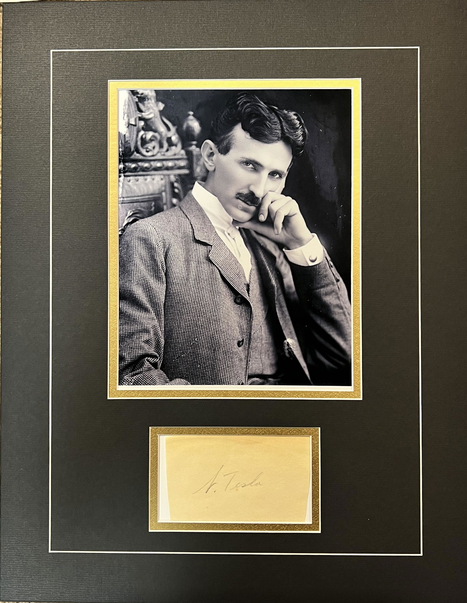 Nikola Tesla Autographed Display: Displays are not framed, and can be framed for a cost. Framed items will state they are framed in the name of the item. All signed items come with a COA. Ask any and all questions BEFORE bidding. Sign