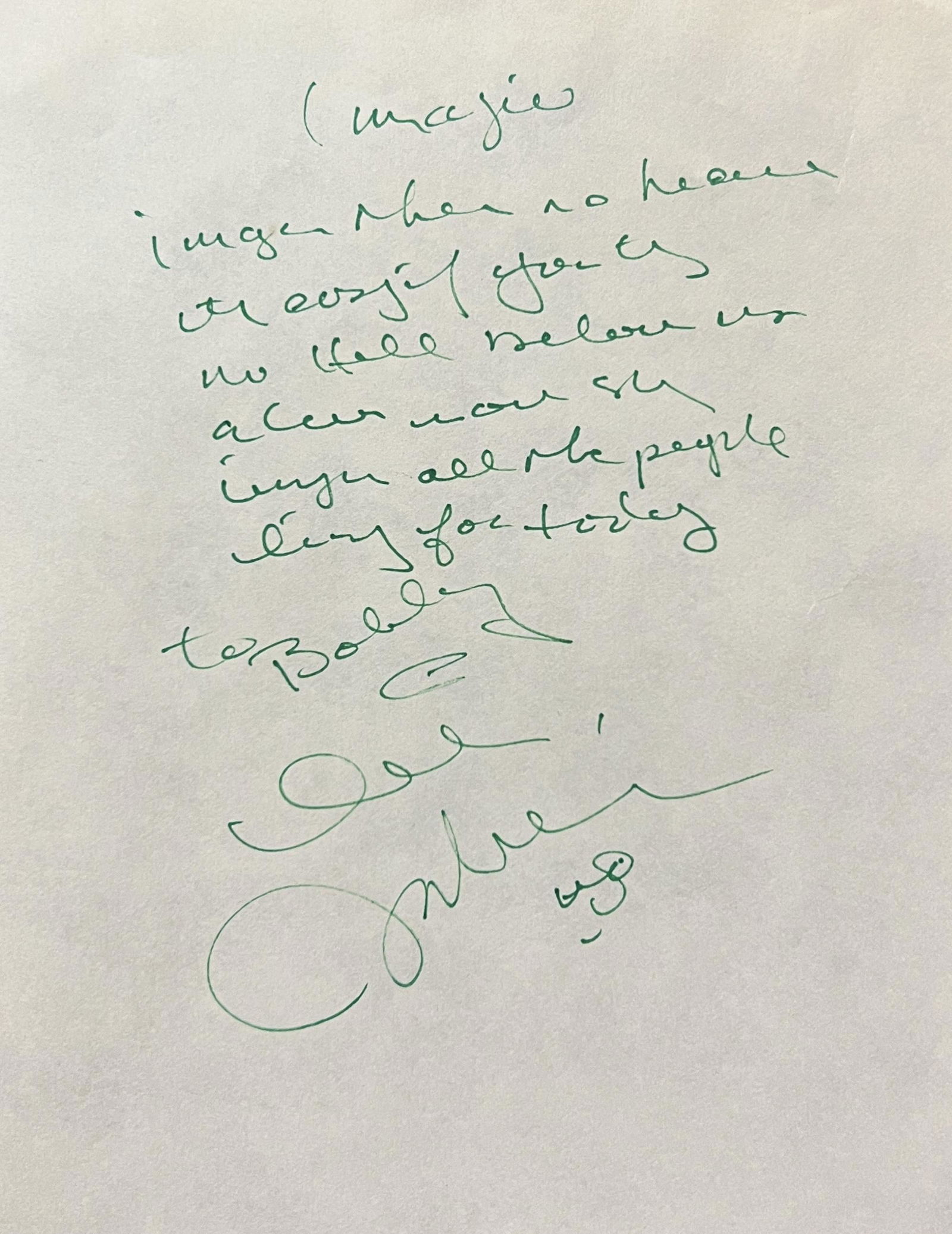 John Lennon Imagine Hand Written Lyrics: John Lennon Imagine he wrote a verse for a guy named Bobby and personalized it to him. Displays are not framed, and can be framed for a cost. Framed items will state they are framed in the name of the