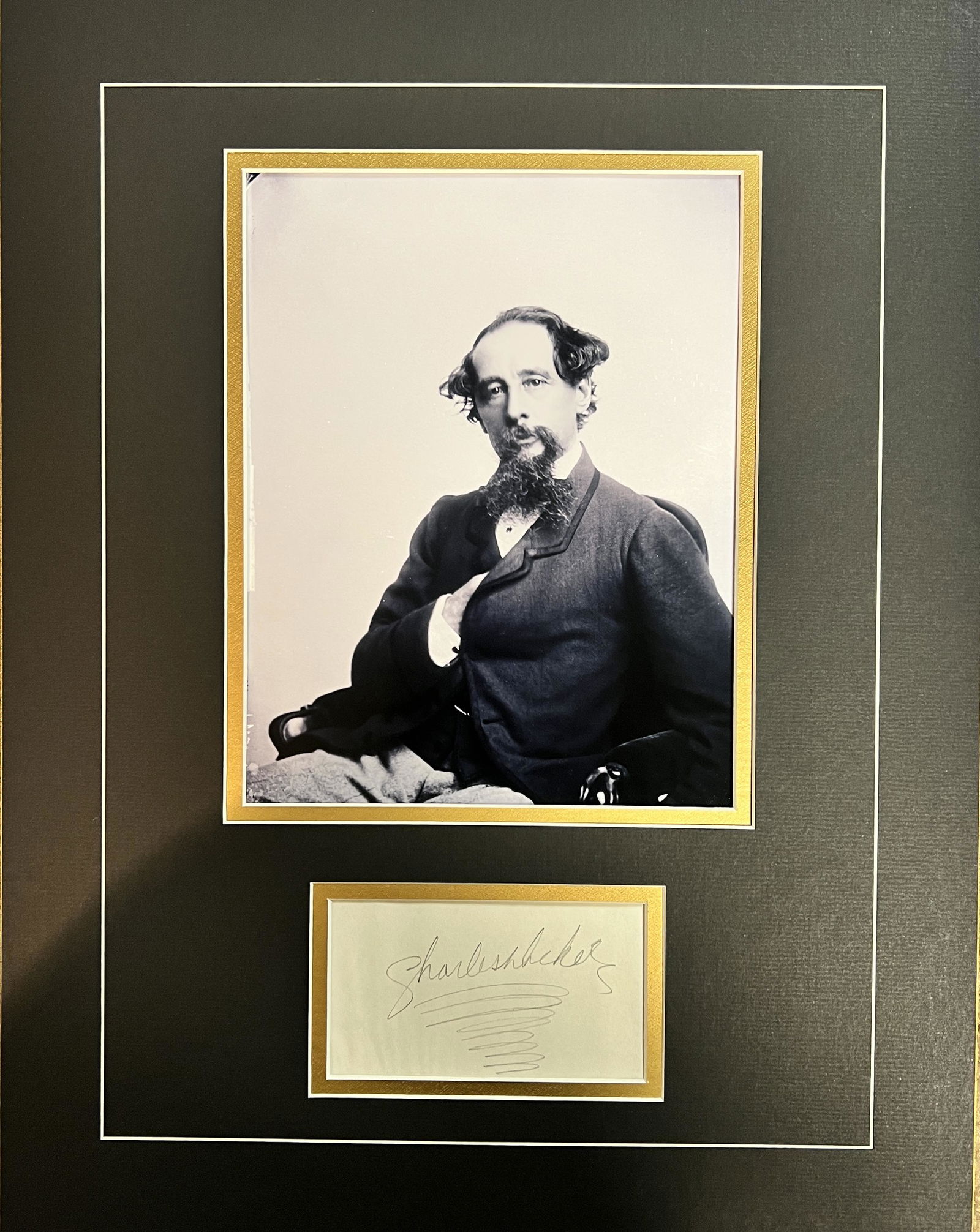 Charles Dickens Autographed Display (1 of 1)