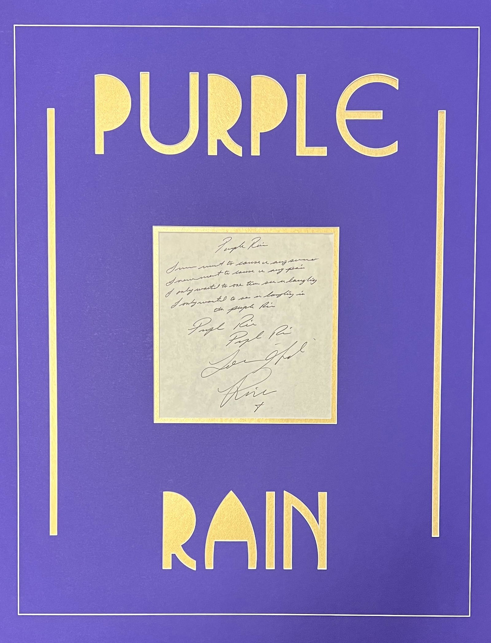 Prince Purple Rain Handwritten Lyrics (1 of 1)