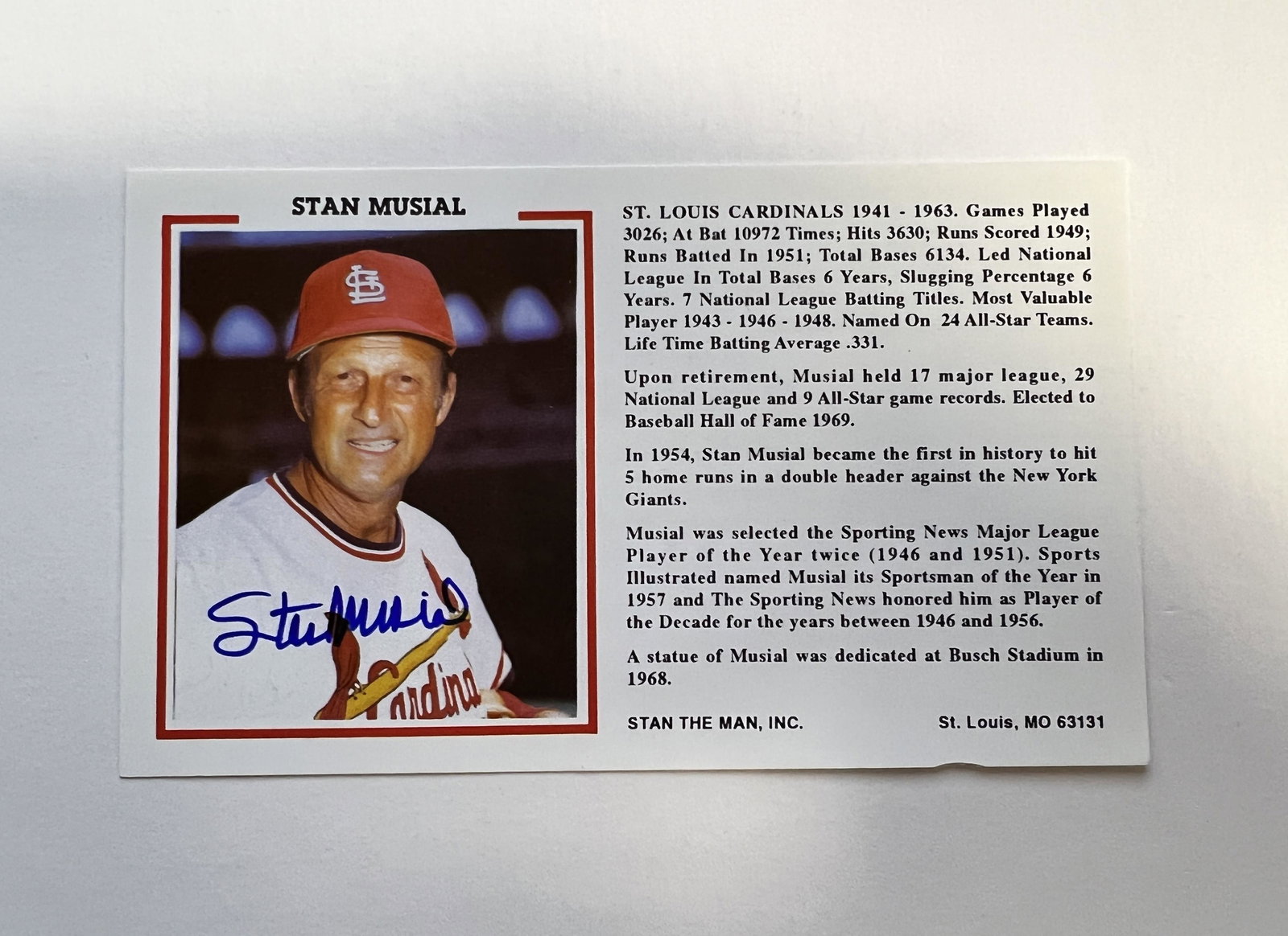 Stan Musial Autographed Card (1 of 1)