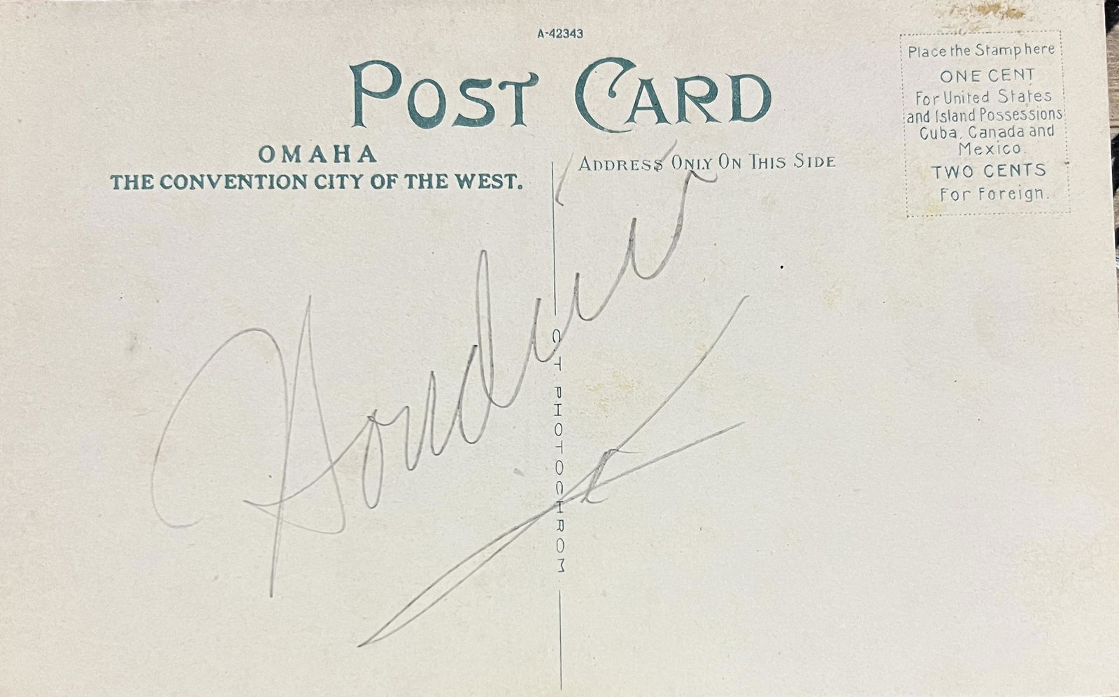 Houdini Autographed Postcard (1 of 1)