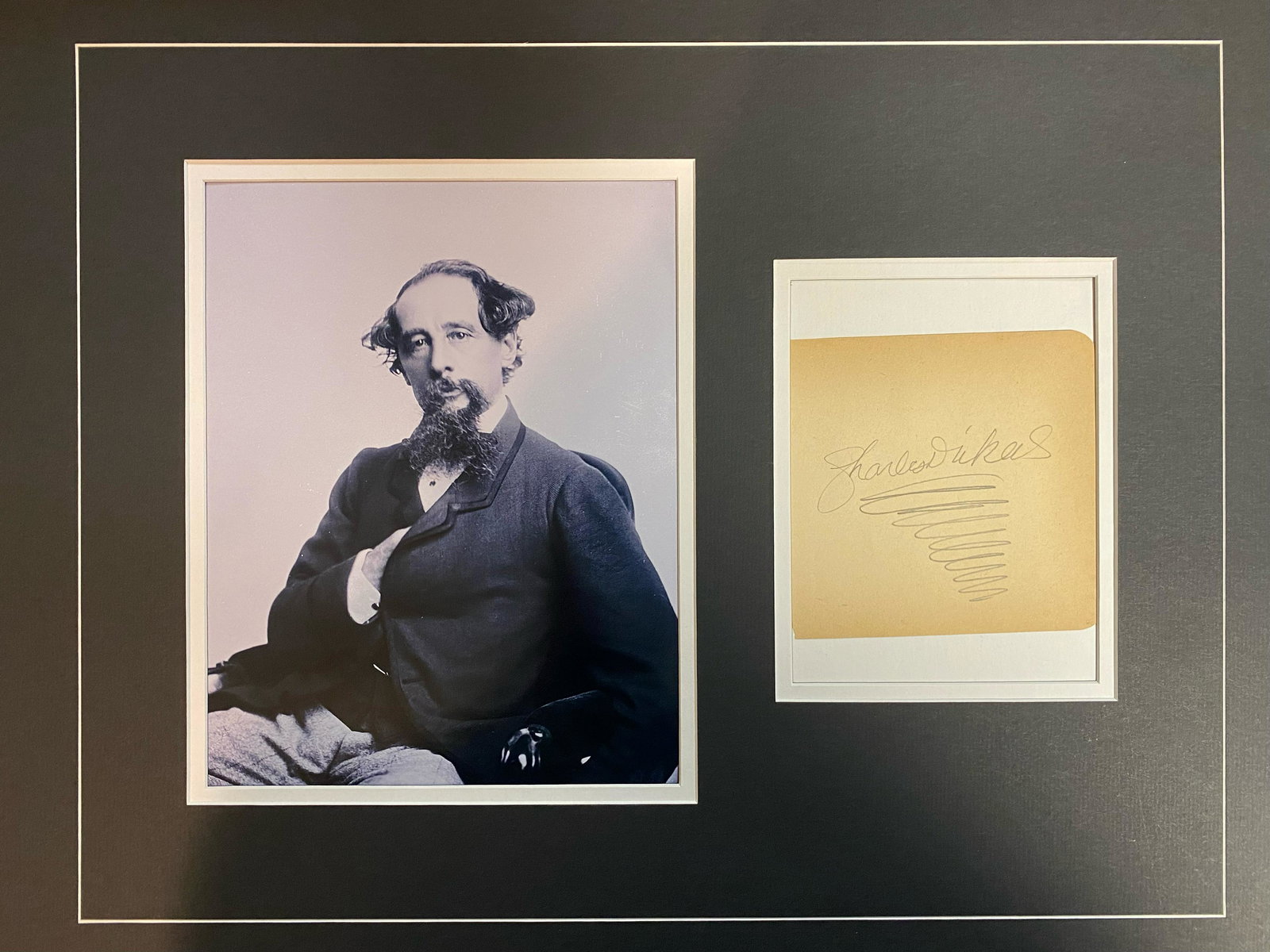 Charles Dickens Autographed Display (1 of 1)