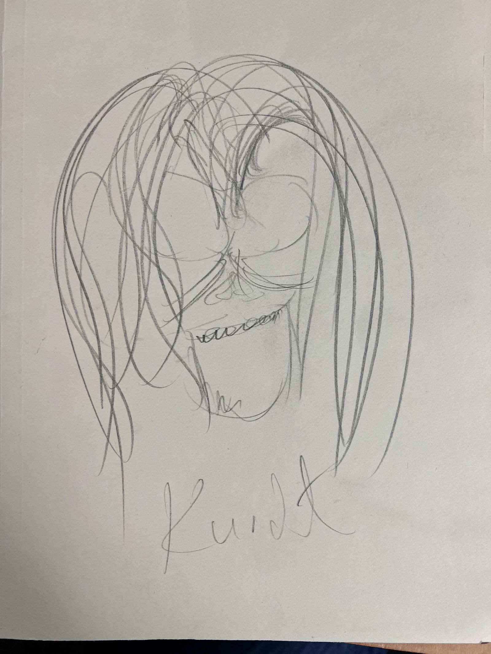 Kurt Cobain Autographed Handdrawn Sketch (1 of 1)