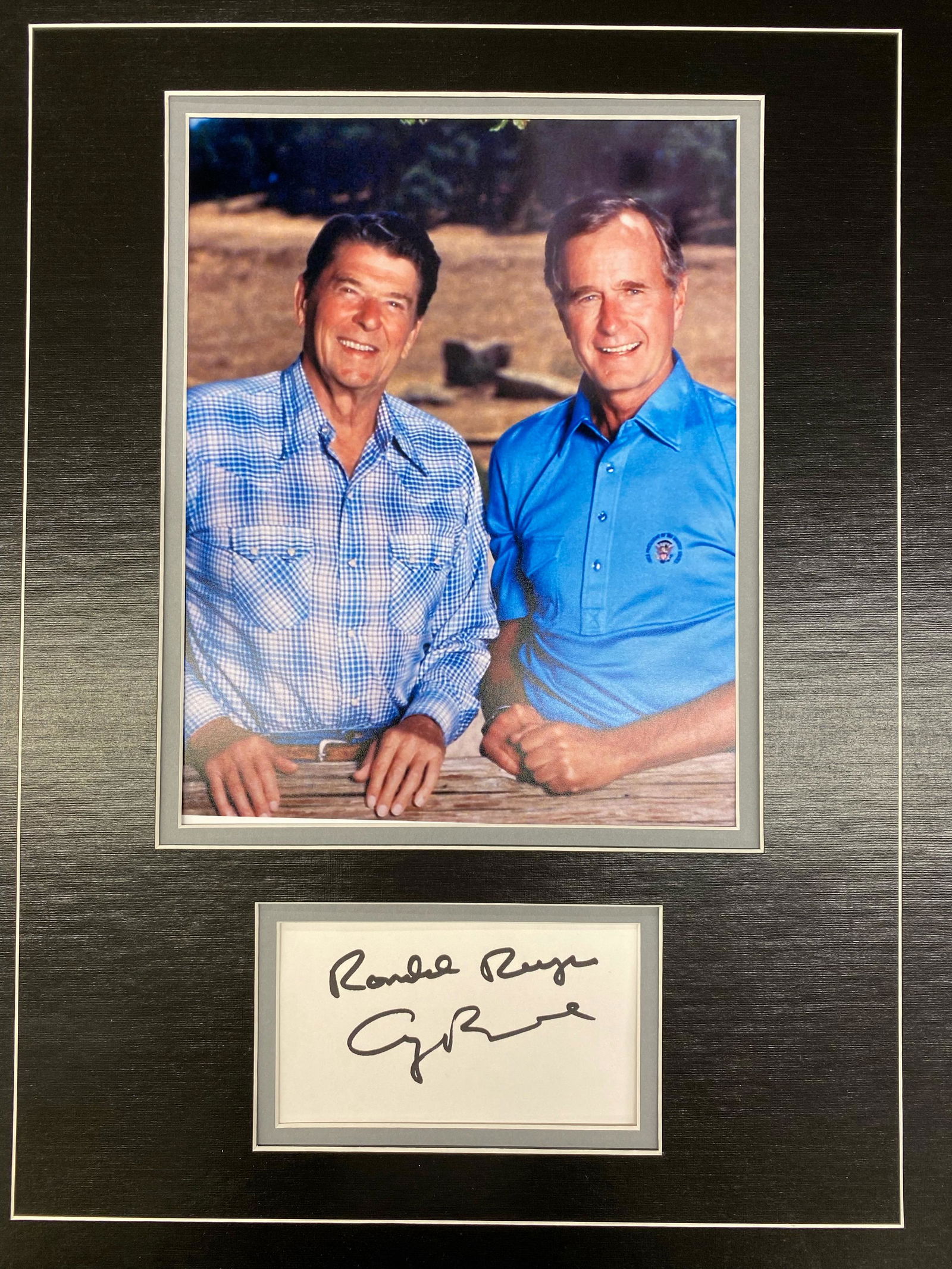 Roanld Reagan George Bush Autographed Display (1 of 1)