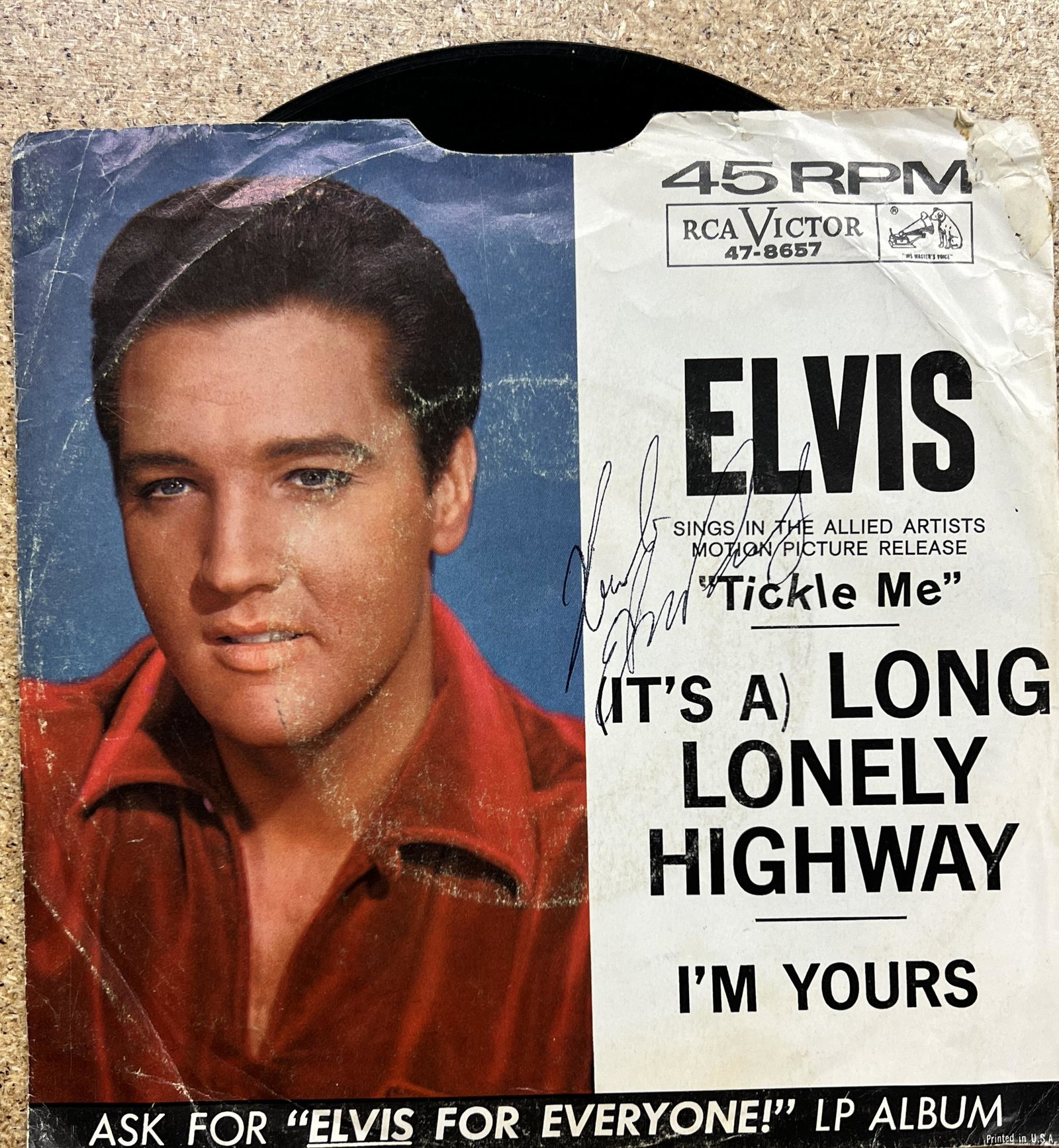 Elvis Presley Autographed 7" Single (1 of 1)