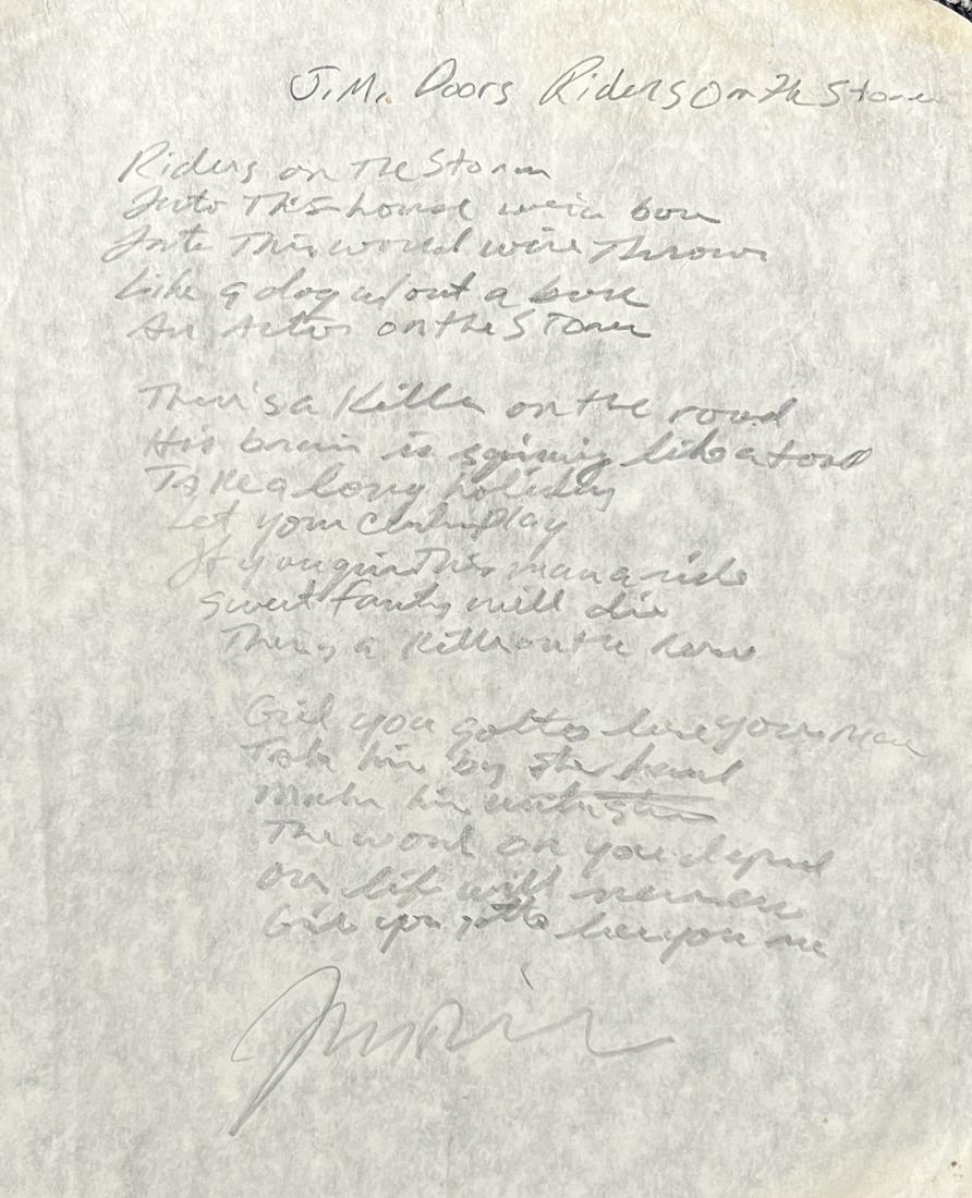 Jim Morrison Handwritten Lyrics (1 of 1)