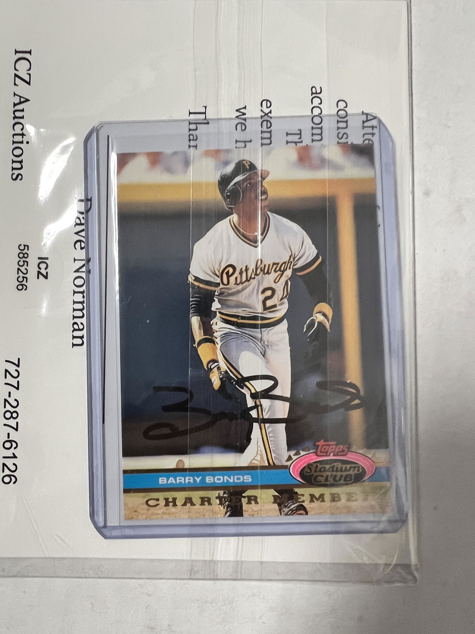Barry Bonds Autographed Card (1 of 1)
