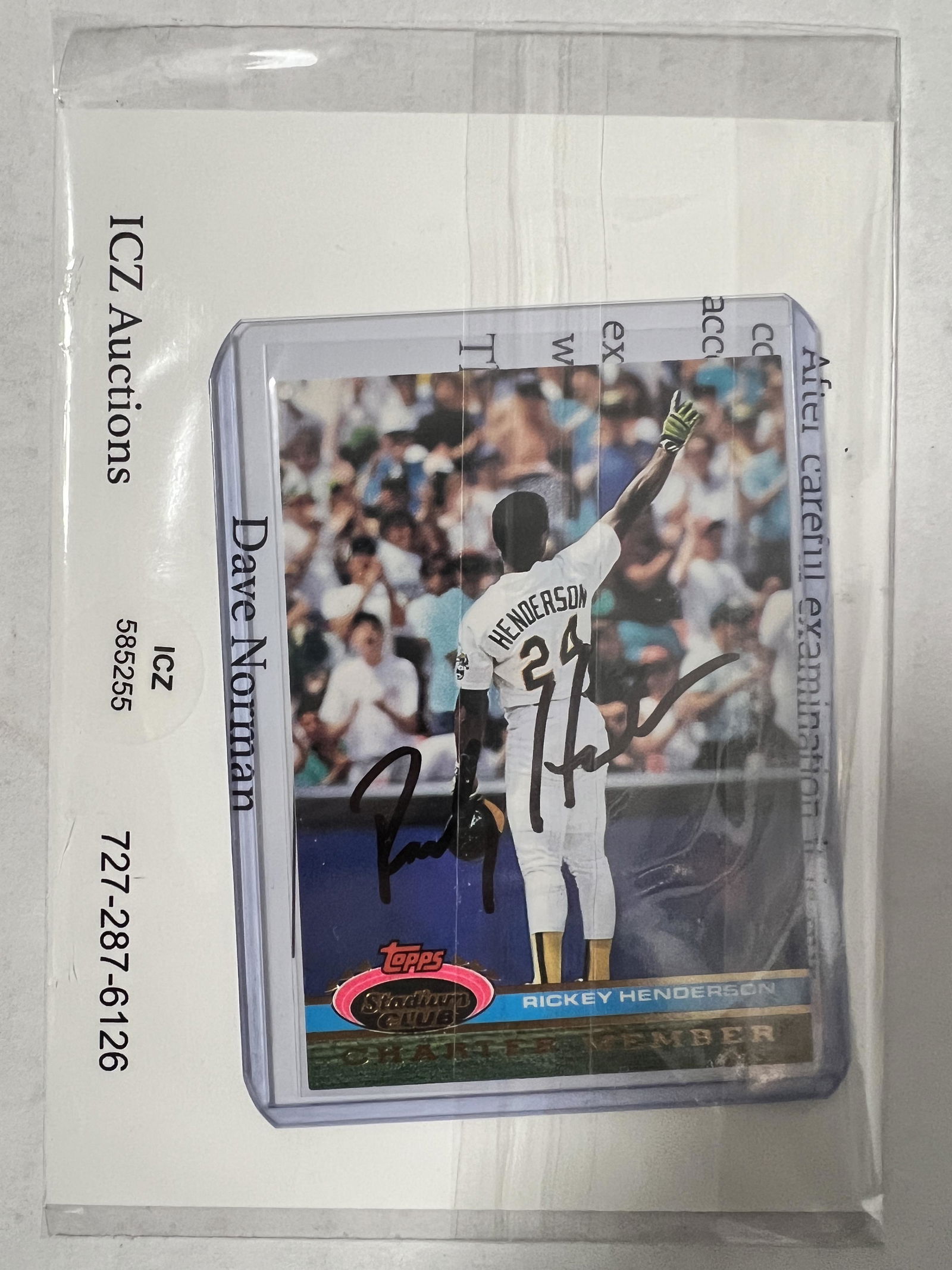 Ricky Henderson Autographed Card (1 of 1)