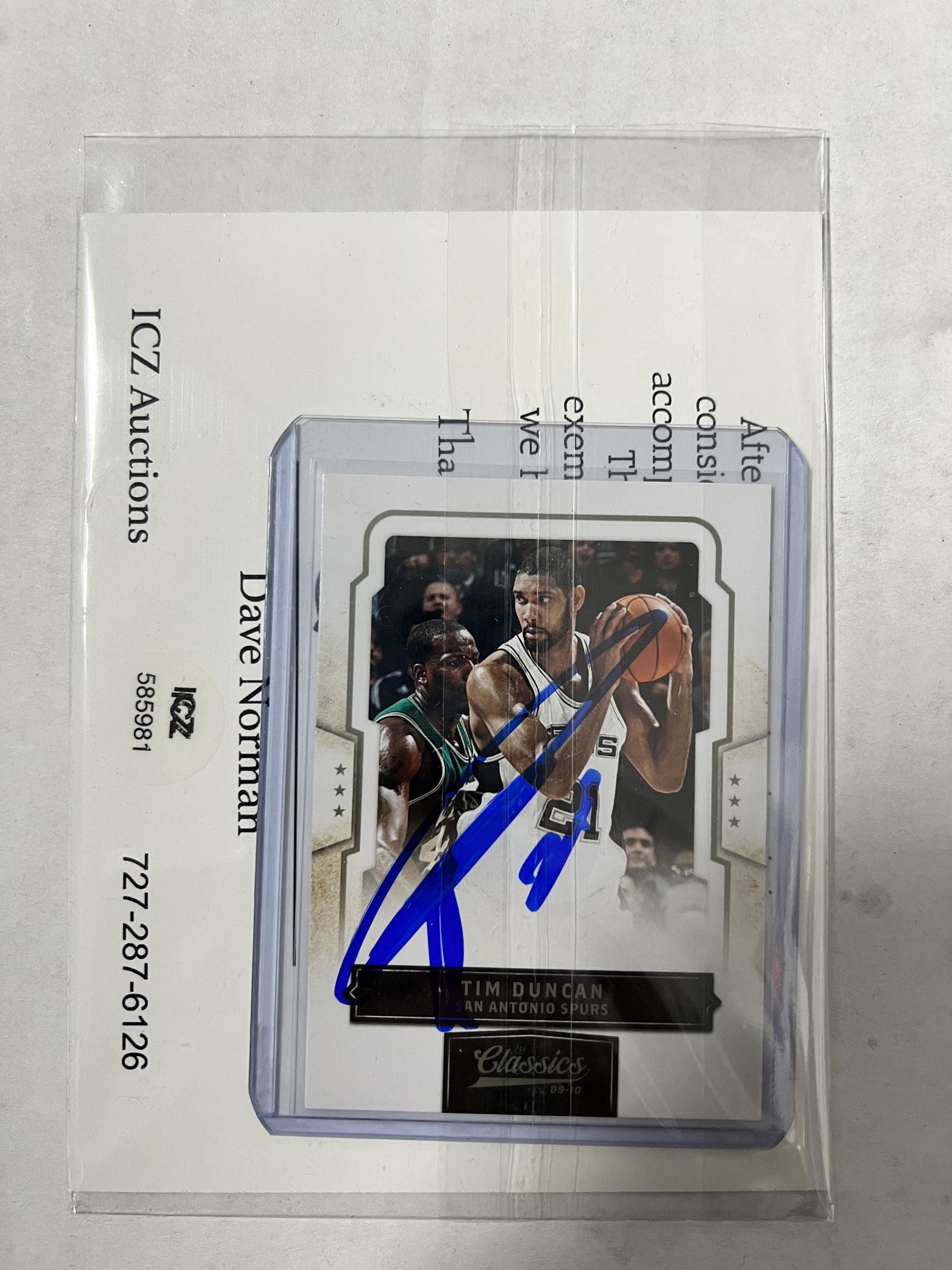 Tim Duncan Autographed Card (1 of 1)