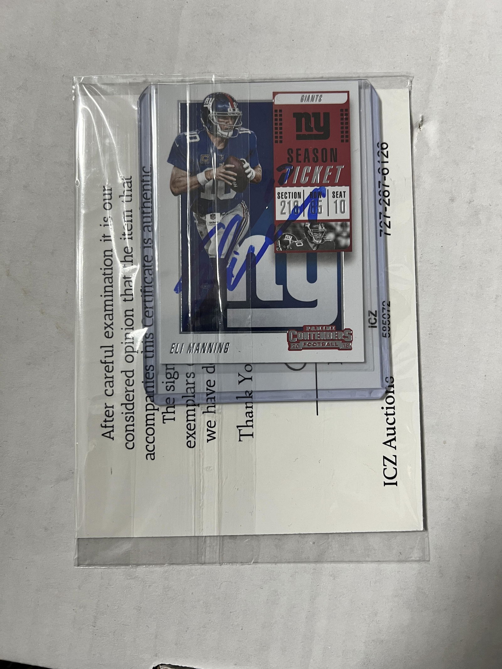 Eli Manning Autographed Card (1 of 1)