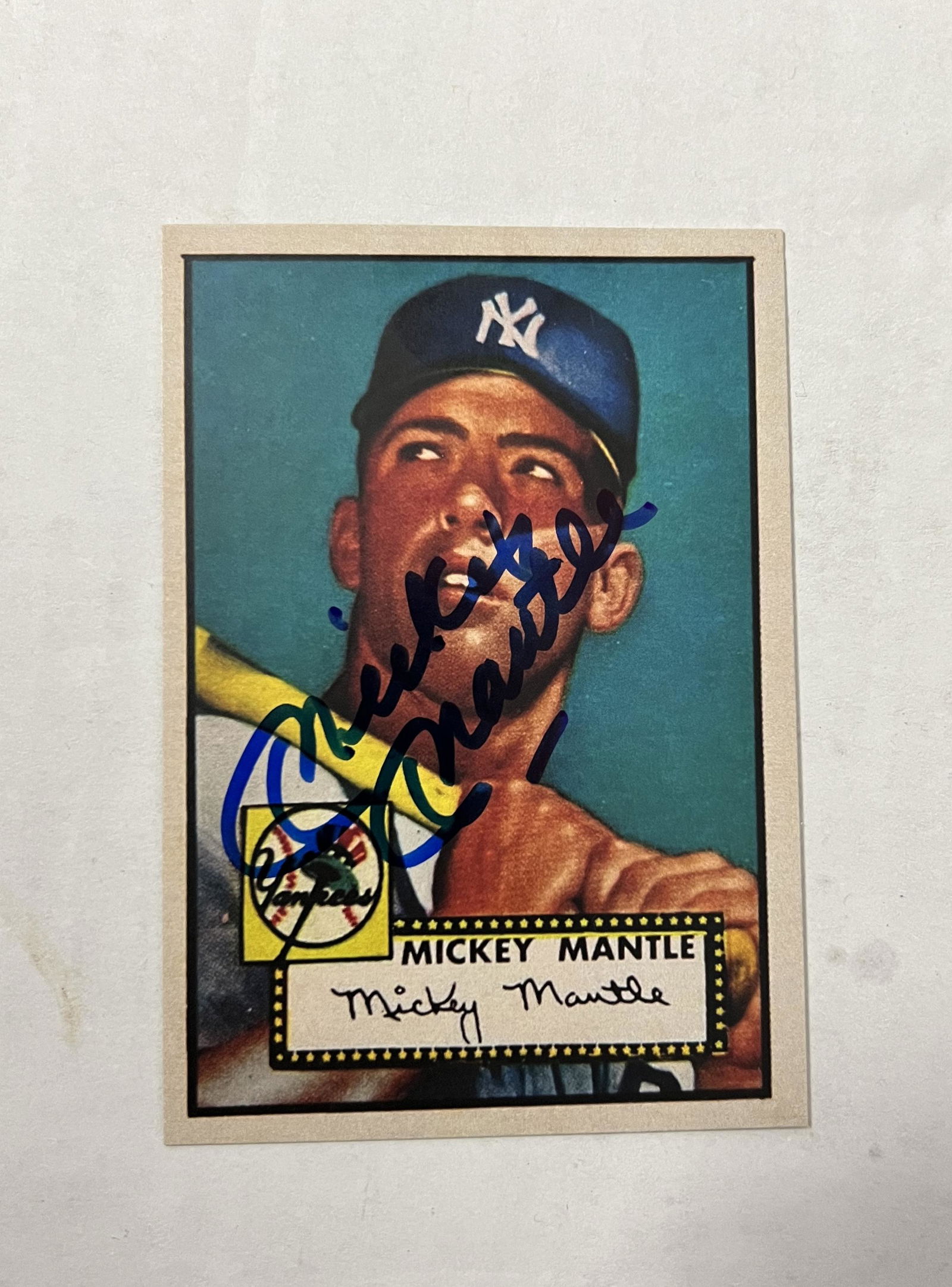Mickey Mantle Autographed 1952 Topps Reprint Card (1 of 1)